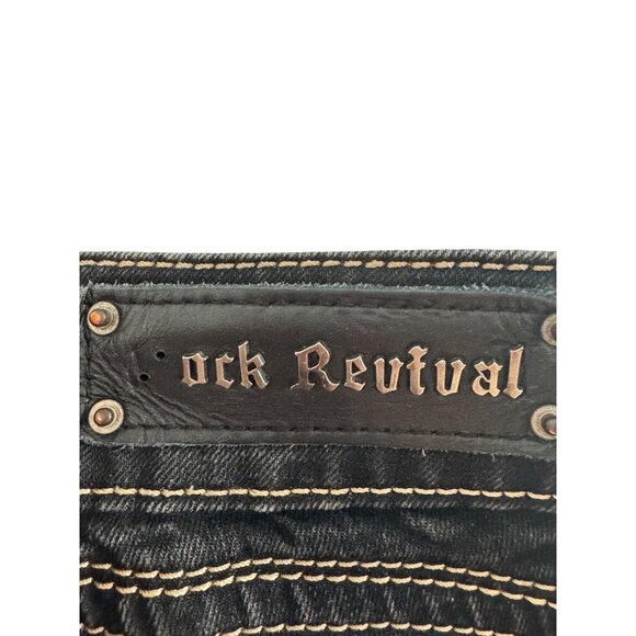 Rock Revival Gwen Bootcut Jeans Dark Wash Size 30 Cotton Blend Contrast Stitchin - Picture 5 of 10